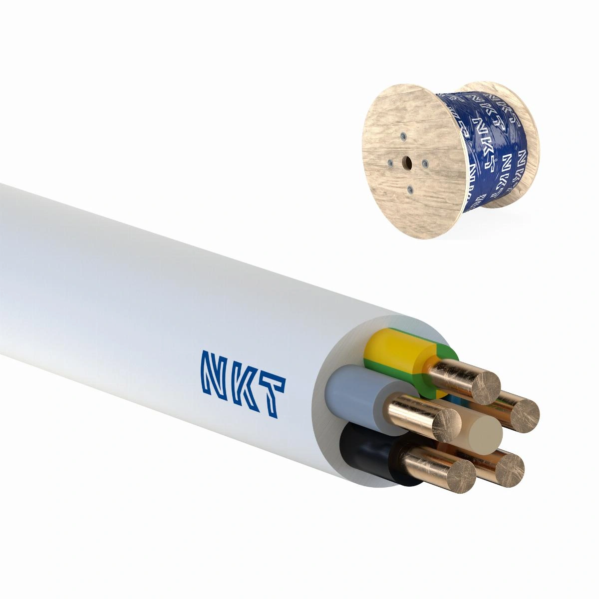 YDYżo 450/750 5x10 biały Kabel elektroenergetyczny, instalacyjny, wielożyłowy z izolacją PVC