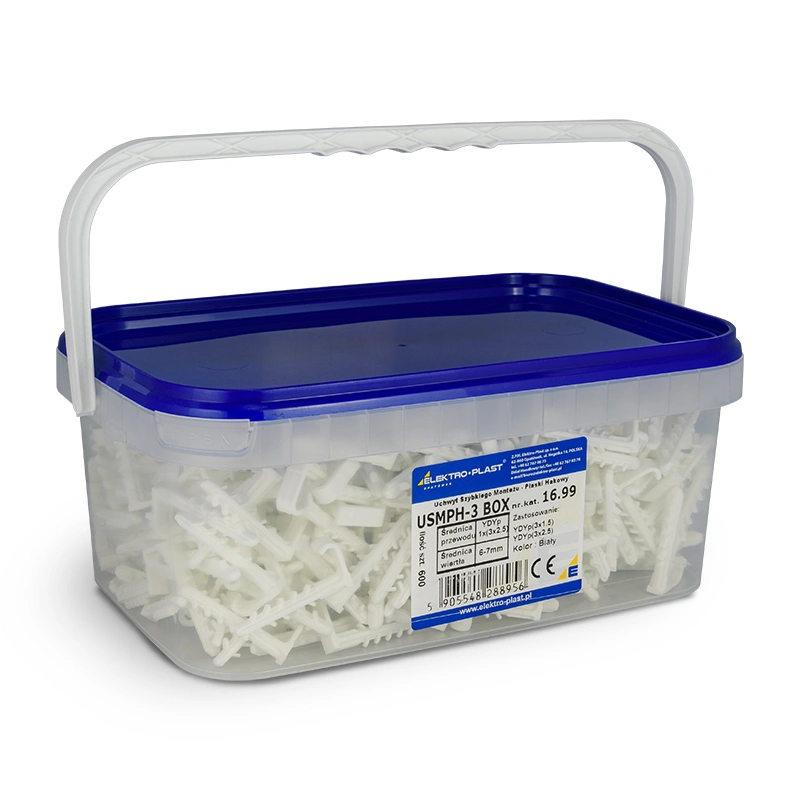 Uchwyt szybkiego montażu płaski hakowy USMPH-3 BOX (600szt.) biały