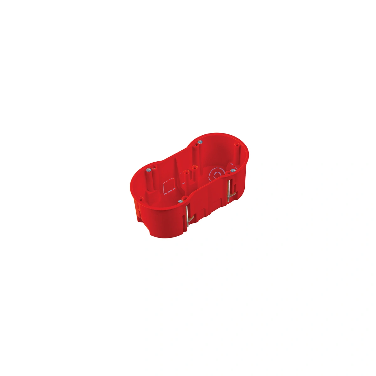 puszka do płyt gipsowych PK60, głęboka 60mm, fi68, z wkrętami, podwójna, samogasnąca, czerwona, IP30