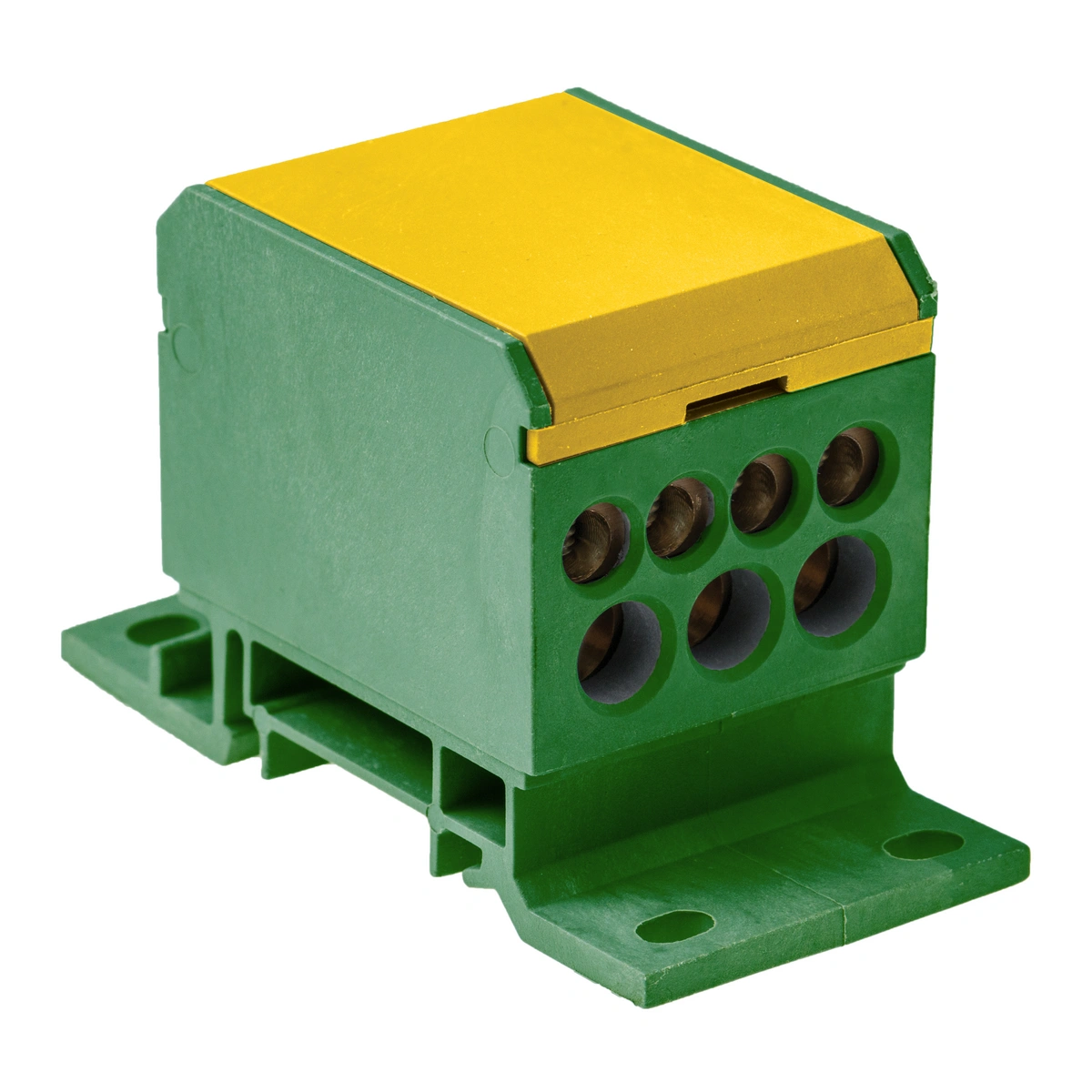 Blok rozdzielczy, Al/Cu, 2x2,5-50mm2 / 4x2,5-16mm2, 3x2,5-25mm2, 160A, 600V, żółto-zielony