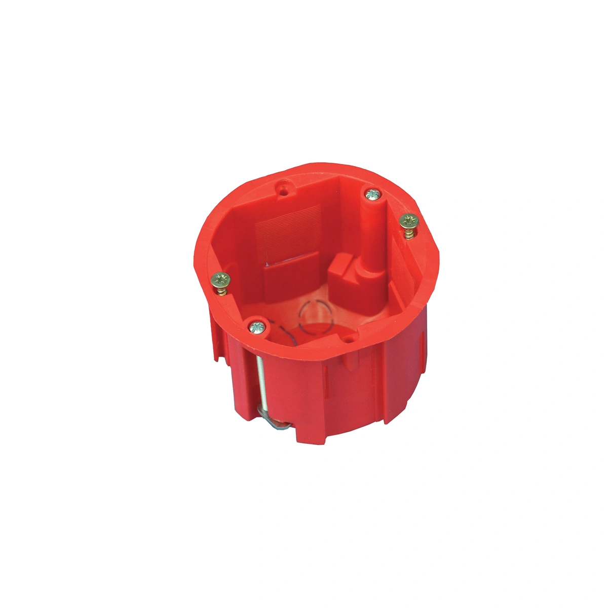 puszka do płyt gipsowych PK60, głęboka 60mm, fi65, łączeniowa, z wkrętami, samogasnąca, czerwona, IP30