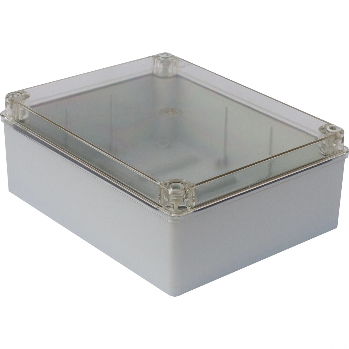 puszka hermetyczna S-BOX 240x190x90, bez dławików, szara, bezhalogenowa, z pokrywą przeźroczystą, IP65