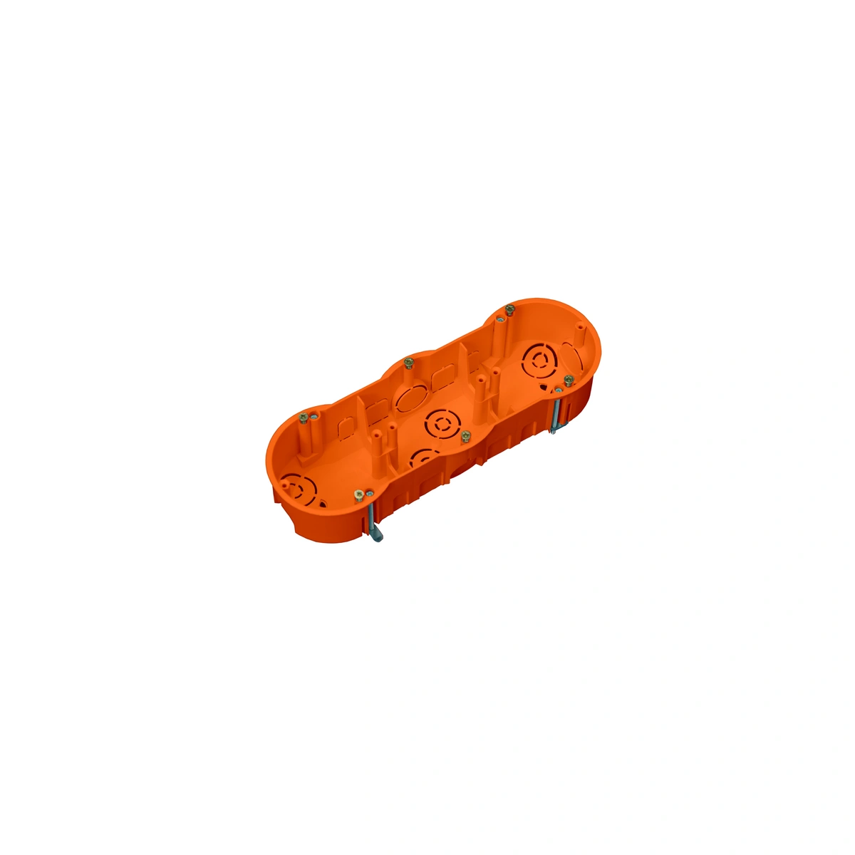puszka do płyt gipsowych PK60, płytka 46mm, fi68, z wkrętami, potrójna, pomarańczowa, IP30