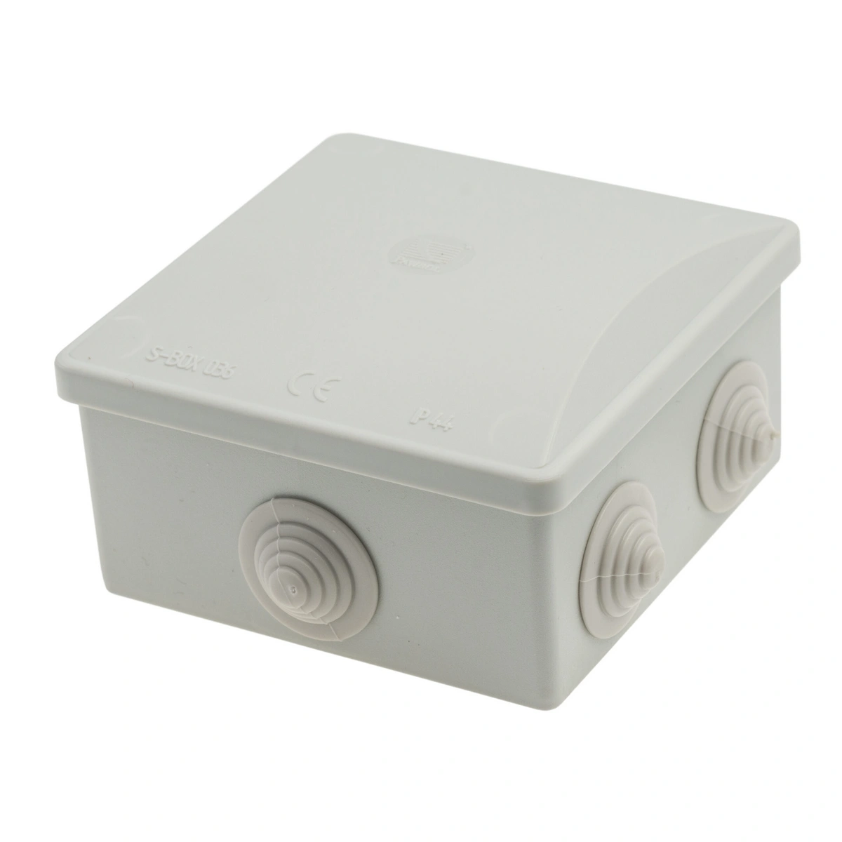 puszka hermetyczna S-BOX 80x80x40, 6 dławików, kwadratowa, szara, IP44