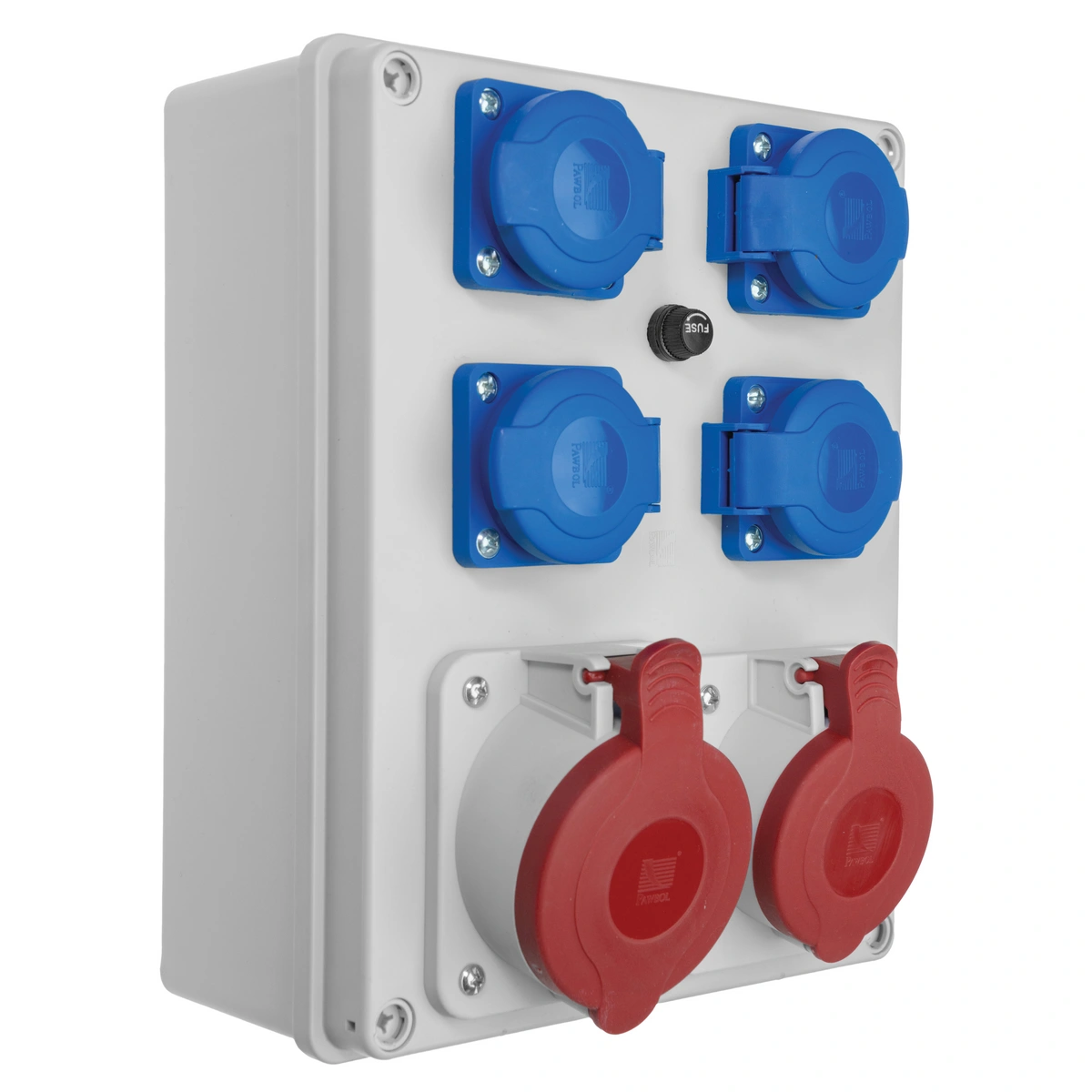Rozdzielnica R-BOX 240: 1x32A/5P, 1x16A/5P, 4x250V, 400V, IP44, 1x termik