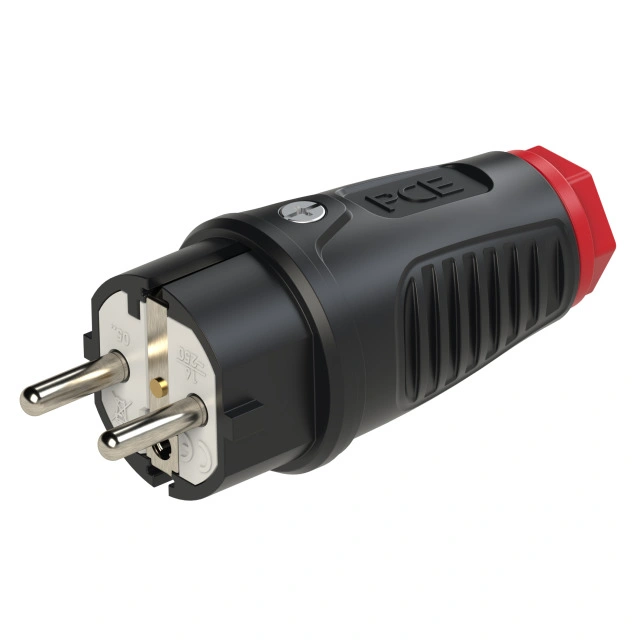wtyczka gumowa 2P+Z czarna PROSTA "uni-SCHUKO" 16A 230V IP54 PCE