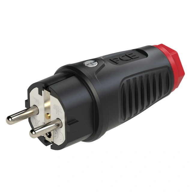 wtyczka gumowa 2P+Z czarna PROSTA "uni-SCHUKO" 16A 230V IP54 PCE