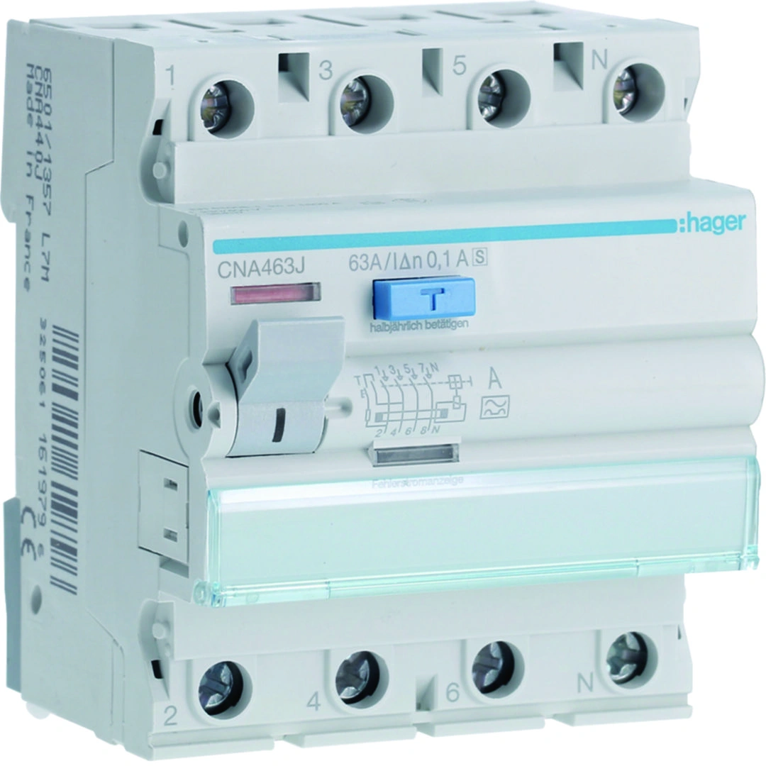 RCCB wyłącznik różnicowoprądowy selektywny 3P+N 63A 100mA 6kA Typ A S [1]