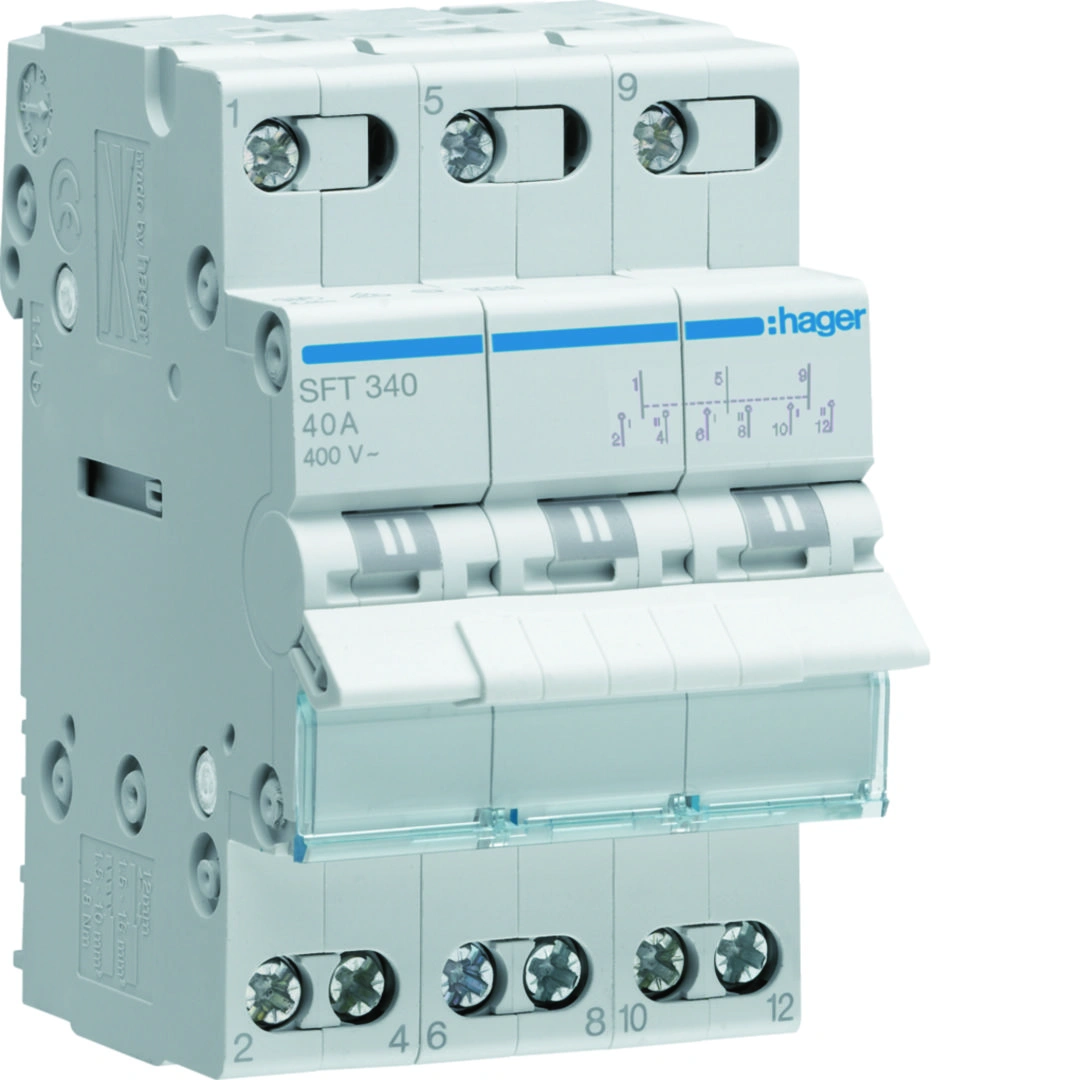 Modułowy przełącznik instalacyjny I-0-II punkt wspólny od góry 3P 40A 230VAC [1]