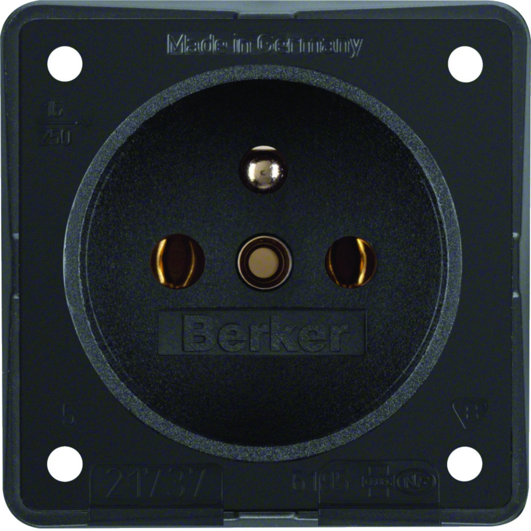 Integro Flow gniazdo z uziemieniem 2P+Z z podwyższona ochroną styków, czarny [10]