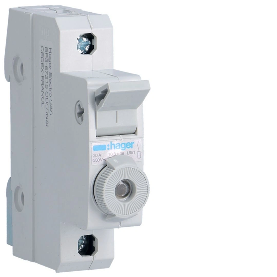 Modułowy rozłącznik bezpiecznikowy 1P do wkładek bezpiecznikowych cylindrycznych L38 10x38mm 20A 400VAC [12]