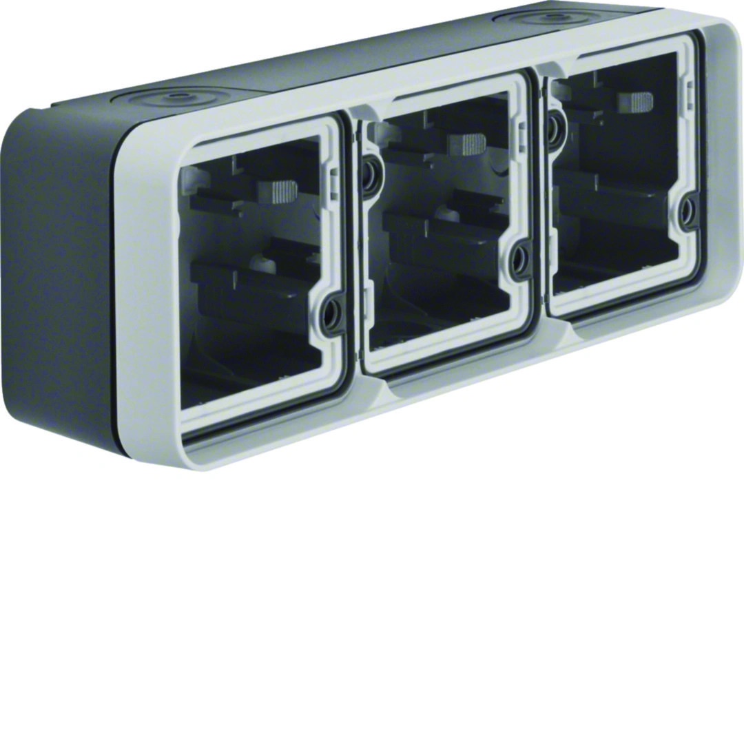 W.1 Adapter natynkowy 3-krotny poziomy, 2 wejścia, IP55, szary [1]