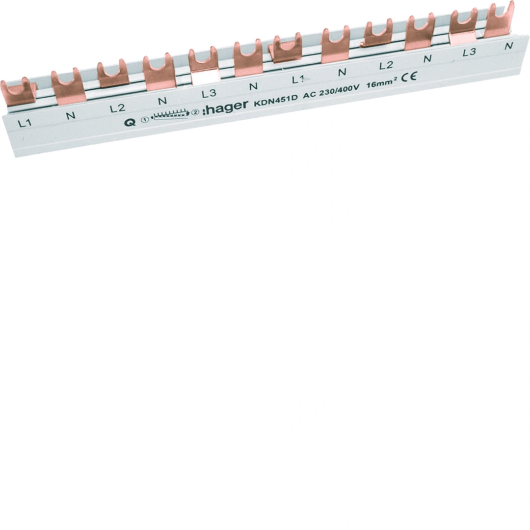 Szyna prądowa widełkowa 4P, 16mm2, 12M (L1,N,L2,N,L3,N) do aparatów 2-mod [10]
