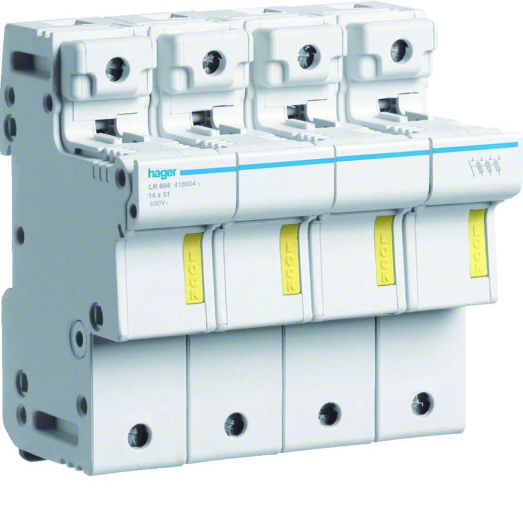 Modułowa podstawa bezpiecznikowa 3P+N wkładka bezpiecznikowa cylindryczna L51 14x51mm 50A 690VAC [2]