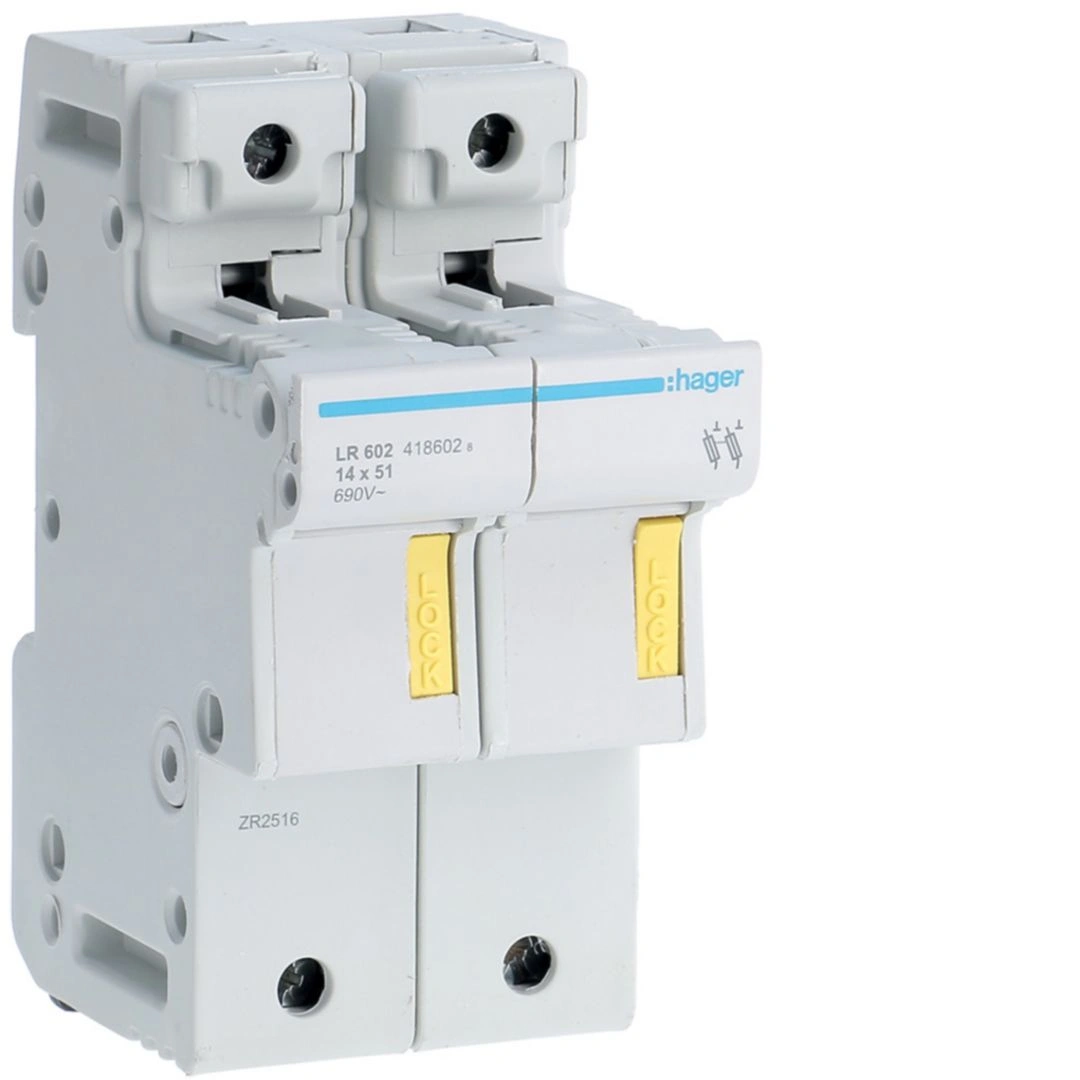 Modułowa podstawa bezpiecznikowa 2P wkładka bezpiecznikowa cylindryczna L51 14x51mm 50A 690VAC [5]