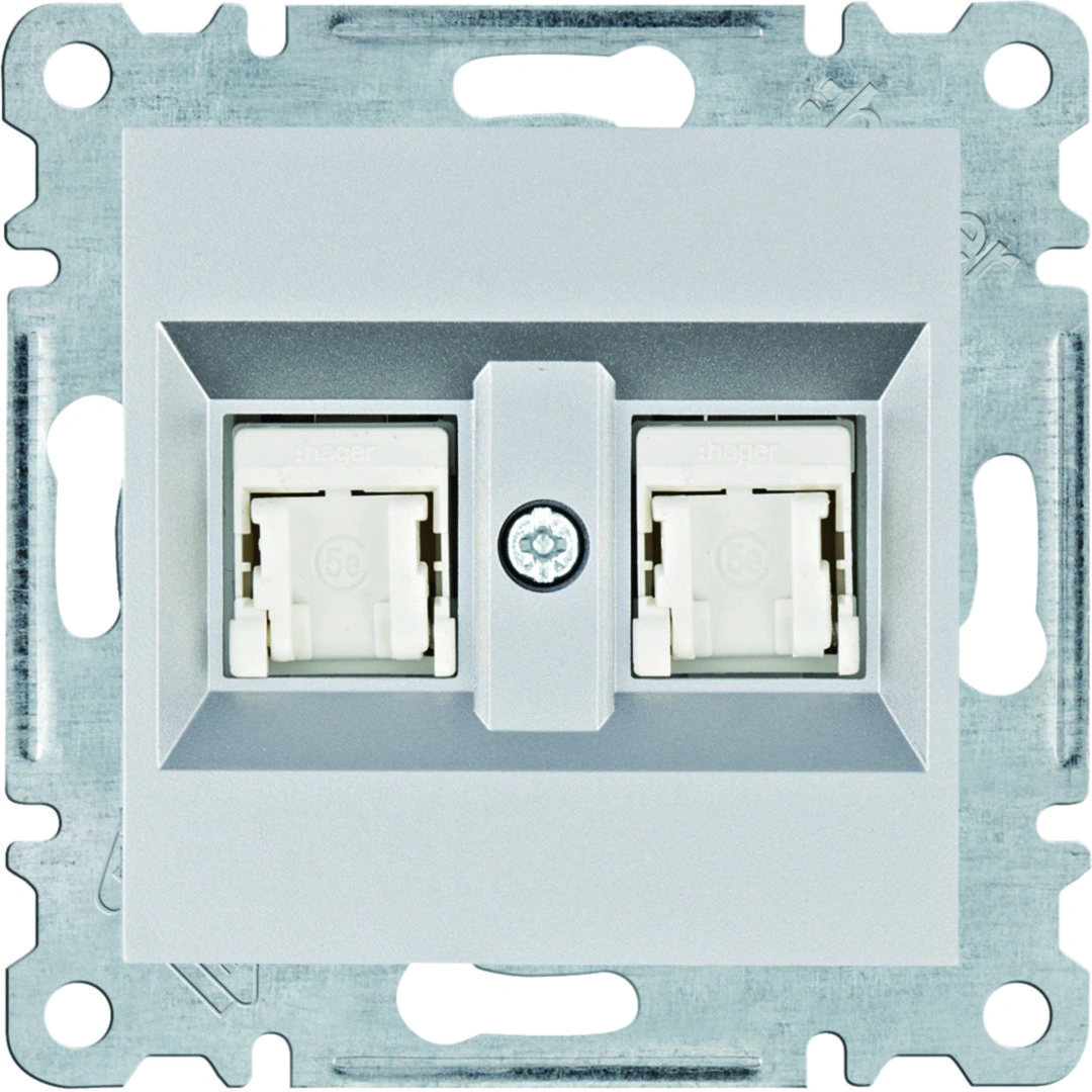 lumina gniazdo komputerowe podwójne RJ45 kat.5e UTP, srebrny [12]