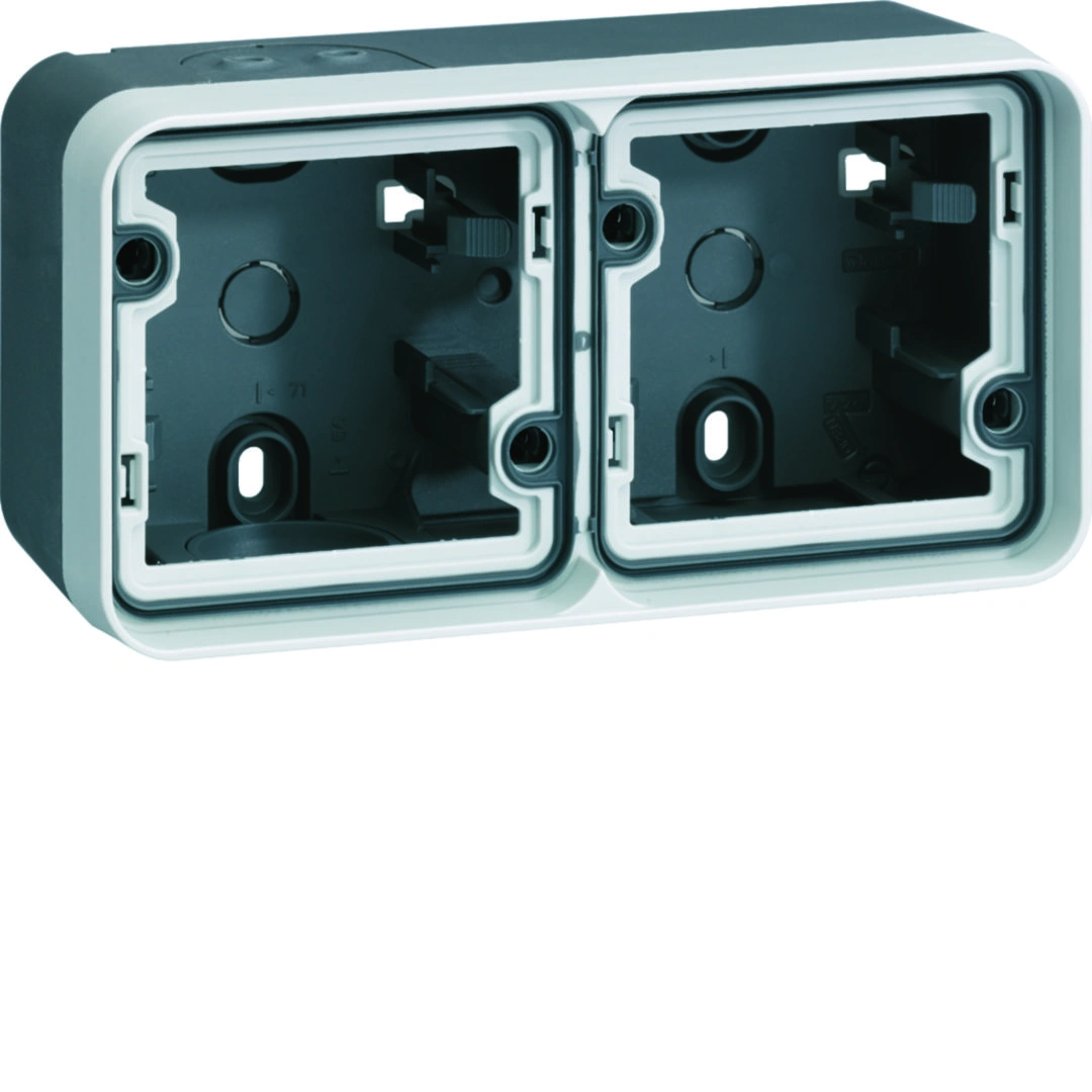 W.1 Adapter natynkowy 2-krotny poziomy, 2 wejścia, IP55, szary [5]