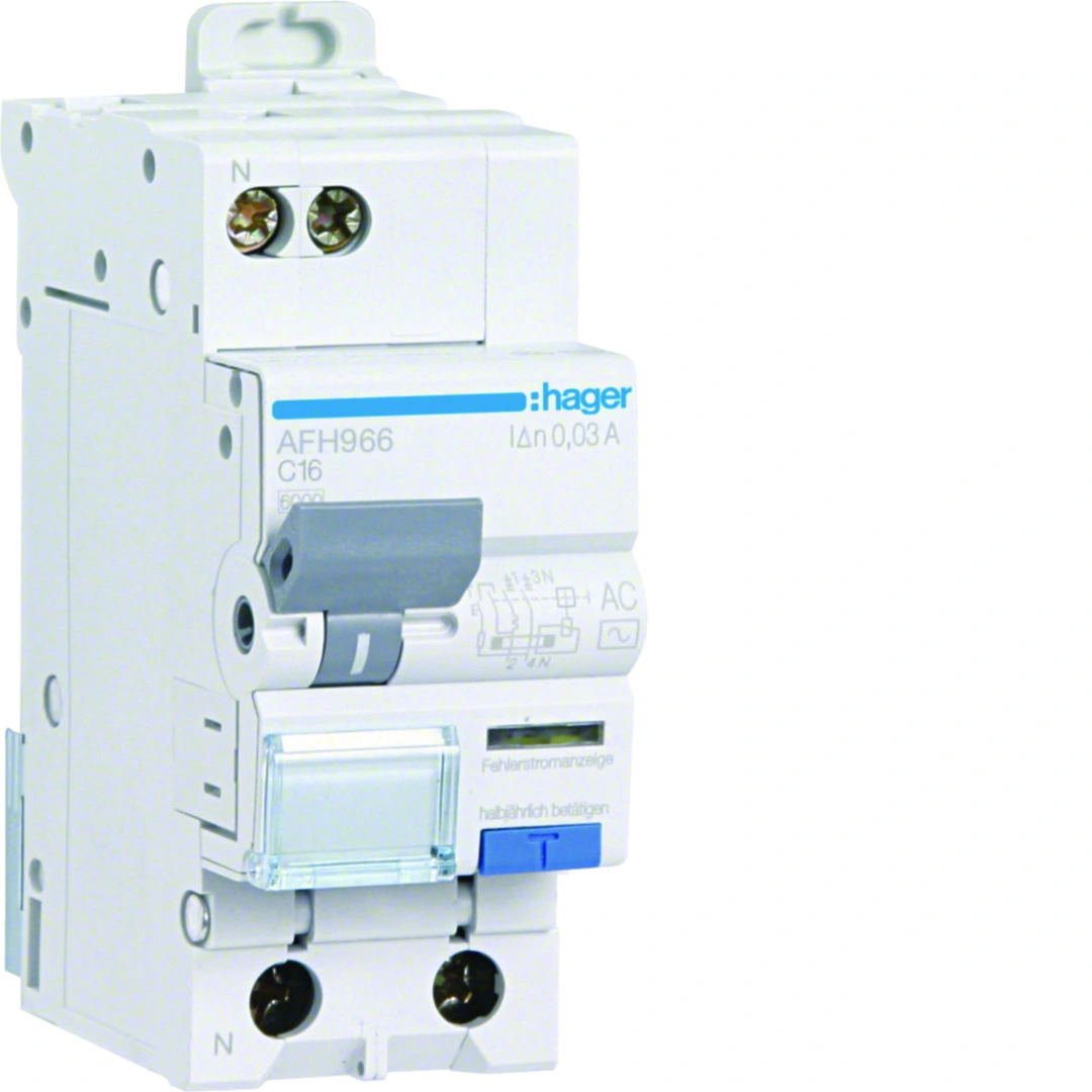 RCBO Wyłącznik różnicowoprądowy krótkozwłoczny z członem nadprądowym 1P+N 6kA C 16A 300mA Typ A-HI [1]