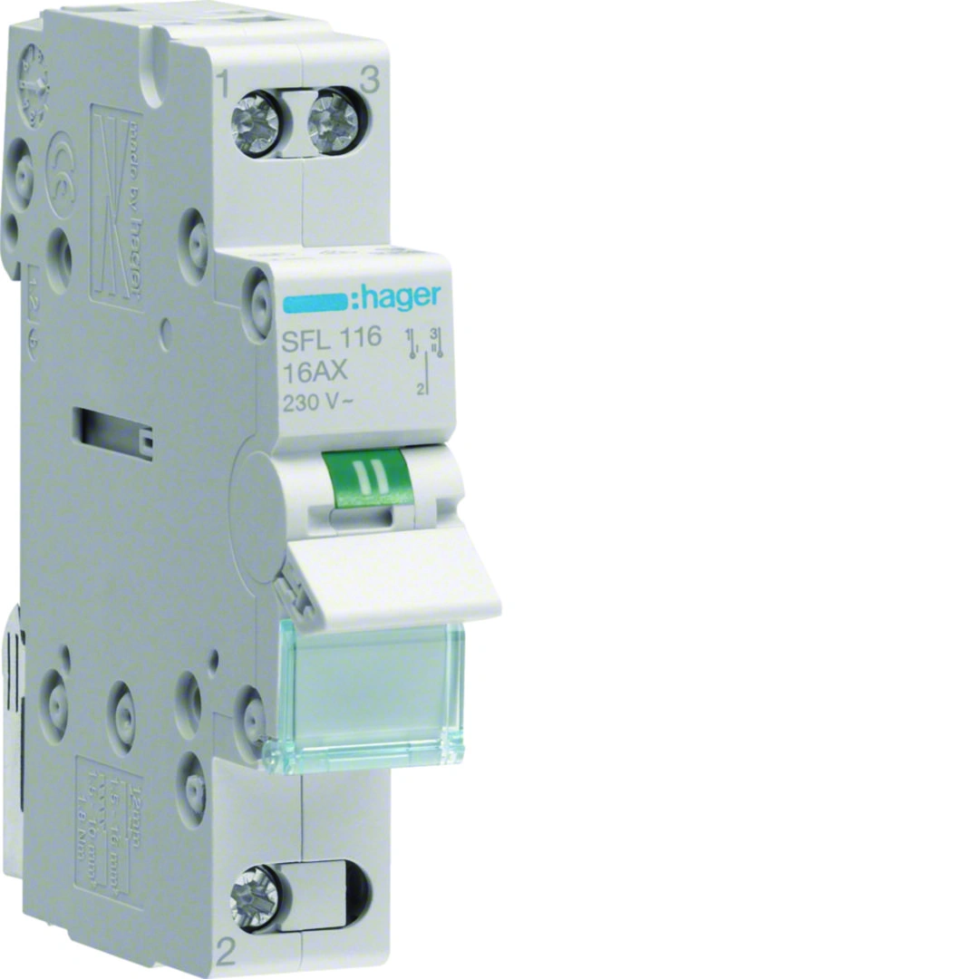 Modułowy przełącznik instalacyjny I-II punkt wspólny od dołu 1P 16A 230VAC [1]