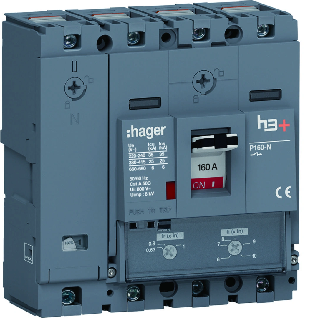 MCCB wyłącznik mocy h3+ P160 4P 160A 25kA TM [1]