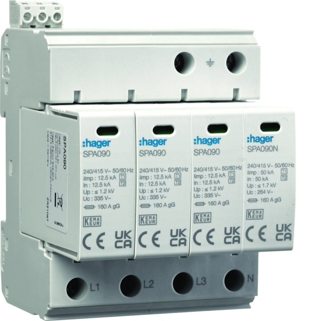 SPD Ogranicznik przepięć T1+T2 MOV 4P sieć TN-S/TT Iimp=50 kA In=50kA Up<=1,2kV styk [1] [APA]