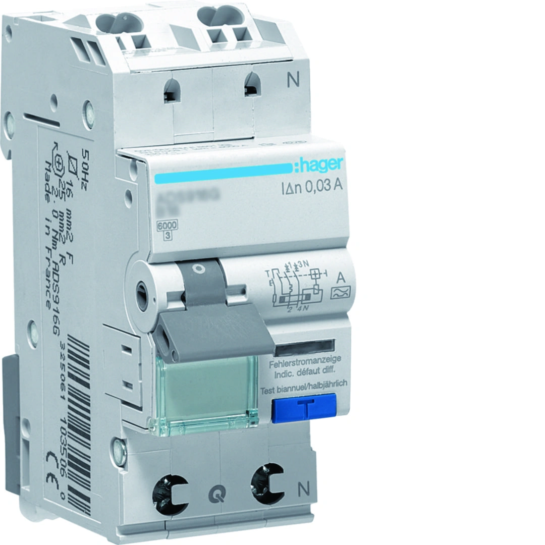 RCCO wyłącznik różnicowoprądowy z członem nadprądowym 1P+N 6kA C 20A 30mA Typ A QC [1]