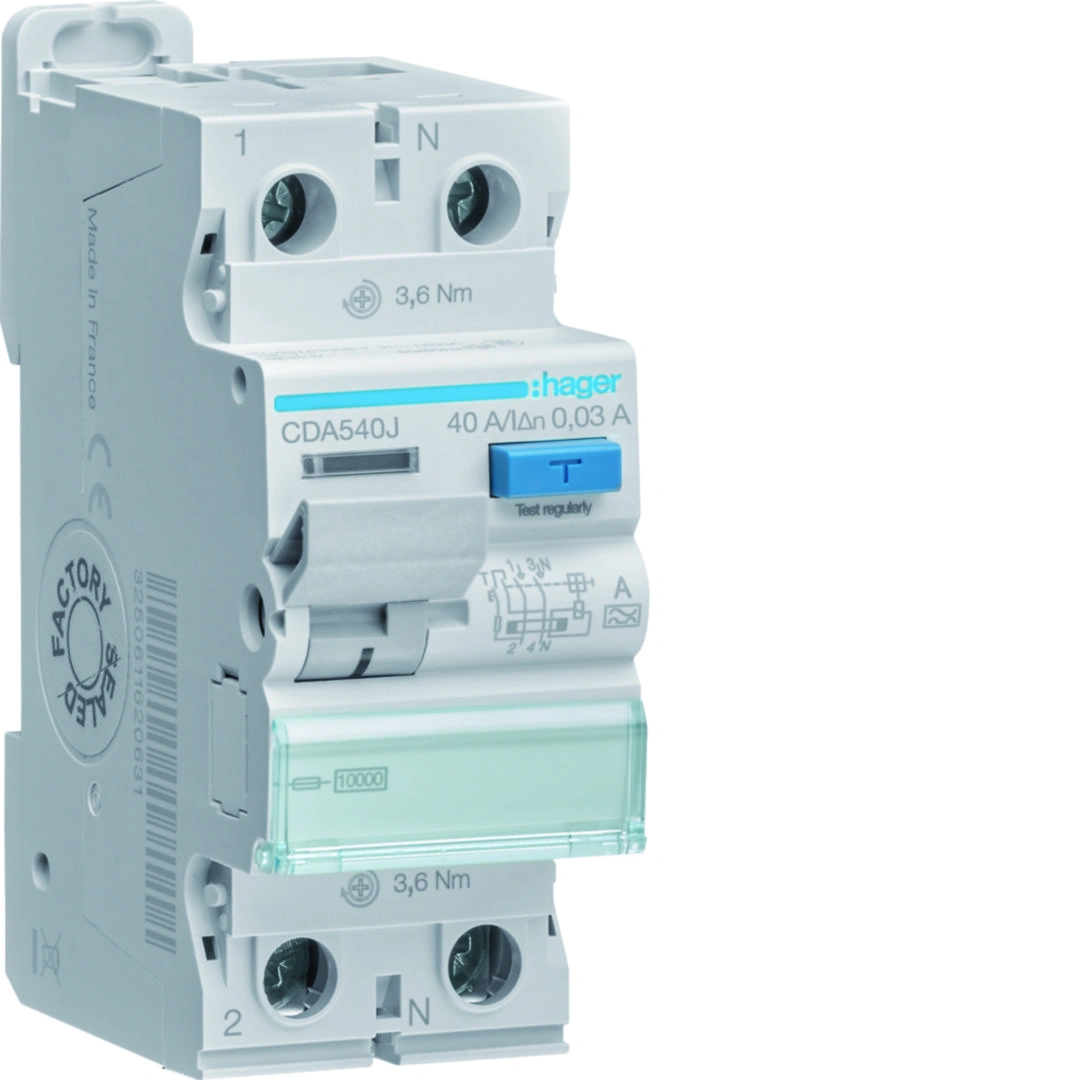 RCCB Wyłącznik różnicowoprądowy 1P+N 40A 30mA 10kA Typ A [1]