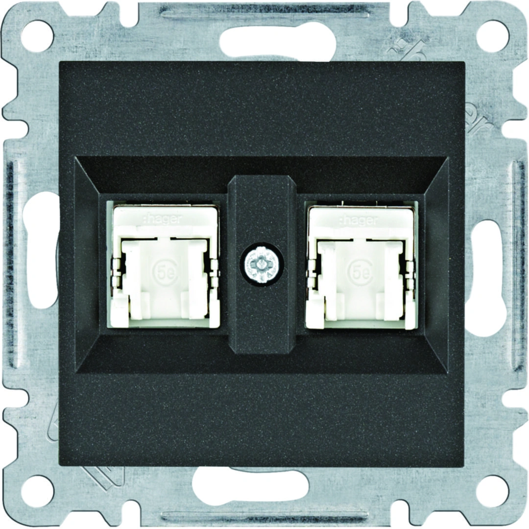 lumina gniazdo komputerowe podwójne RJ45 kat.5e FTP, czarny [12]