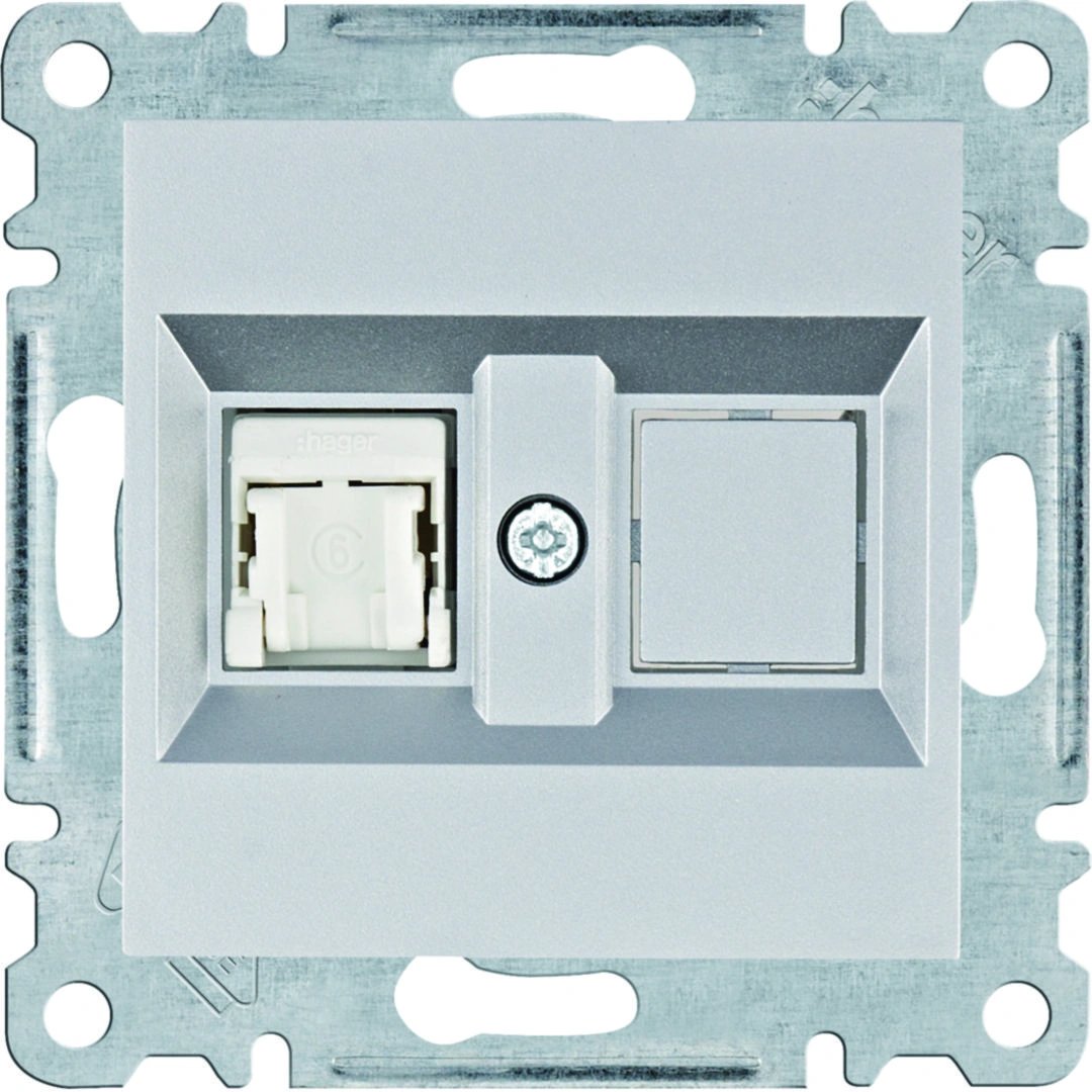 lumina gniazdo komputerowe pojedyczne RJ45 kat.6 UTP, srebrny [12]
