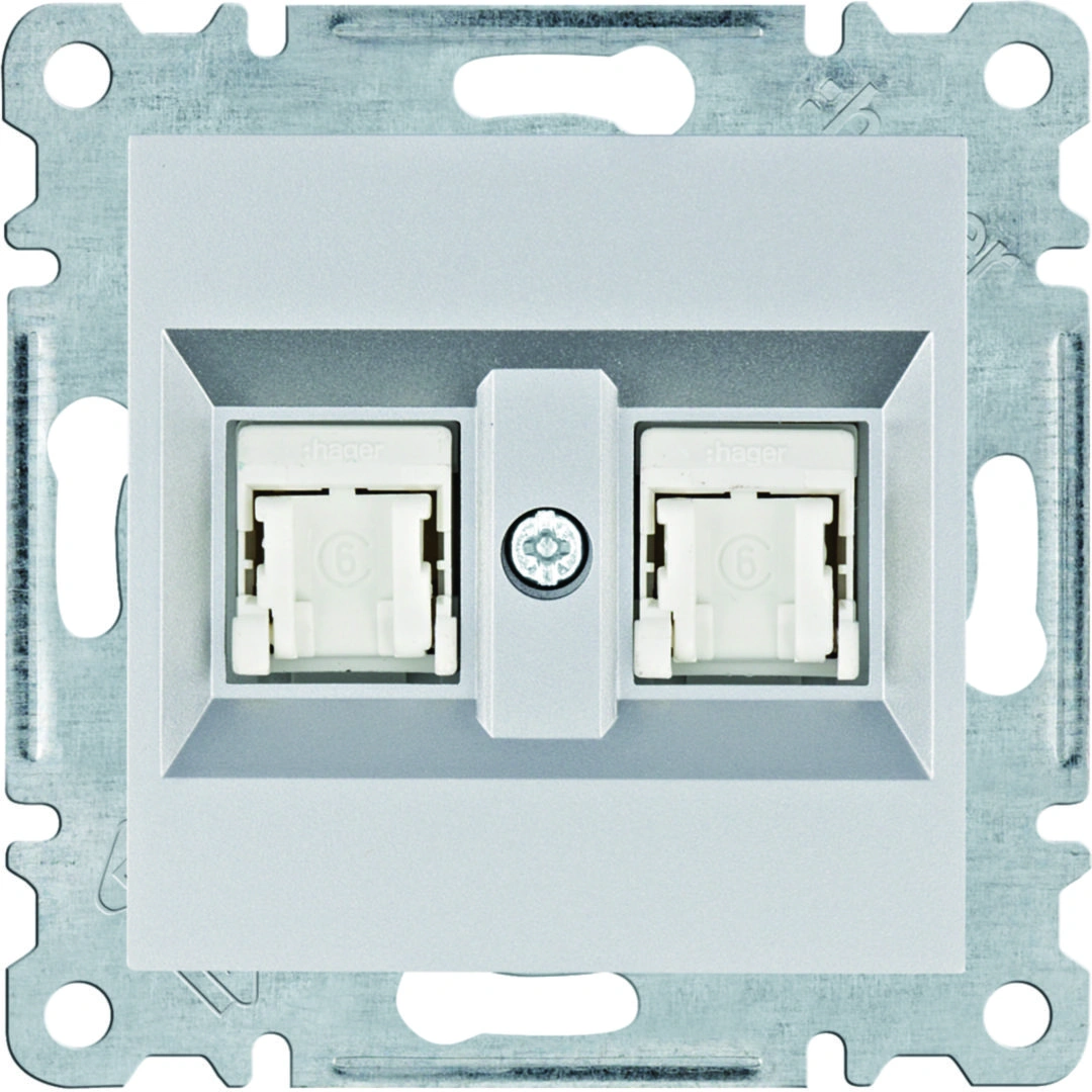 lumina gniazdo komputerowe podwójne RJ45 kat.6 UTP, srebrny [12]