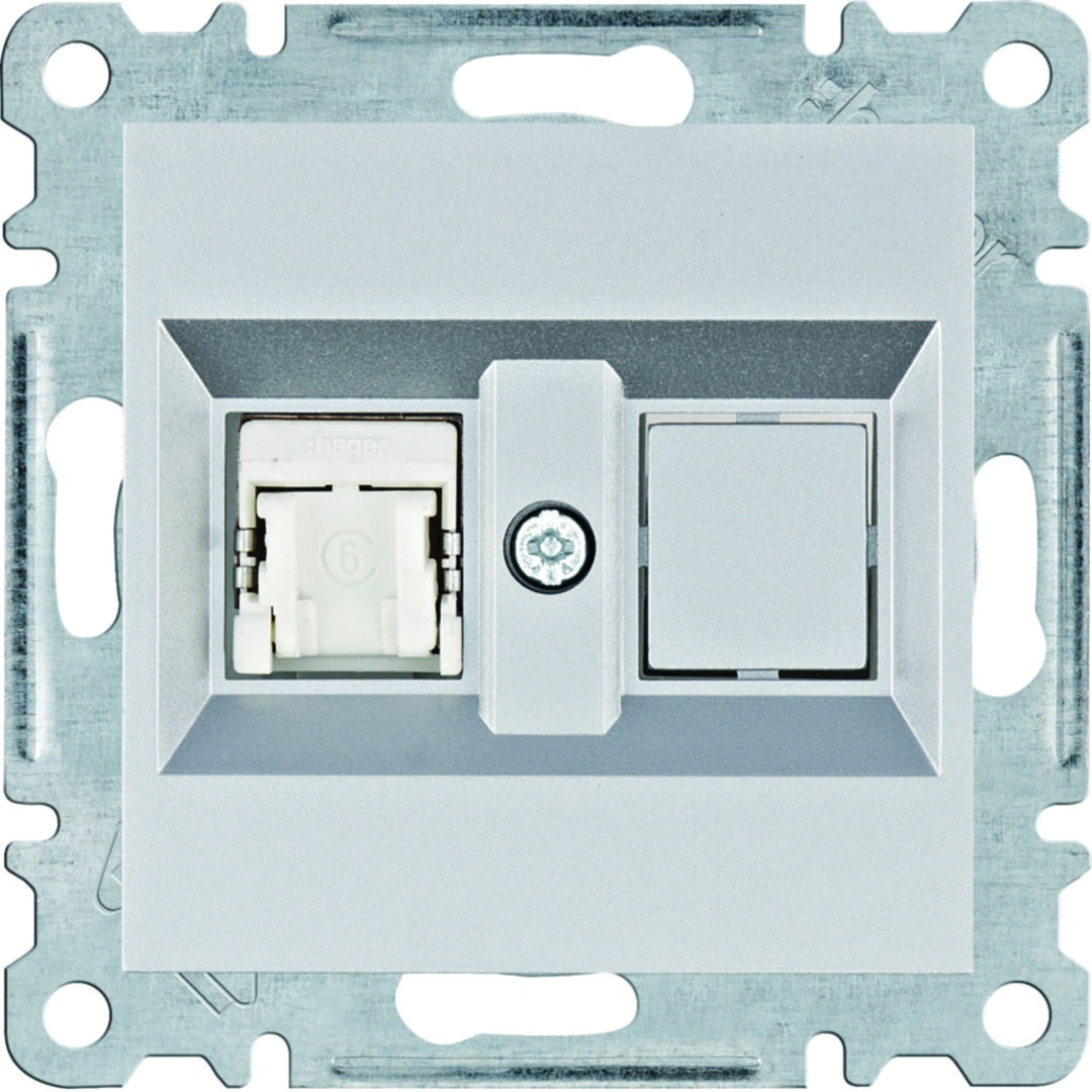 lumina gniazdo komputerowe pojedyczne RJ45 kat.6 FTP, srebrny [12]