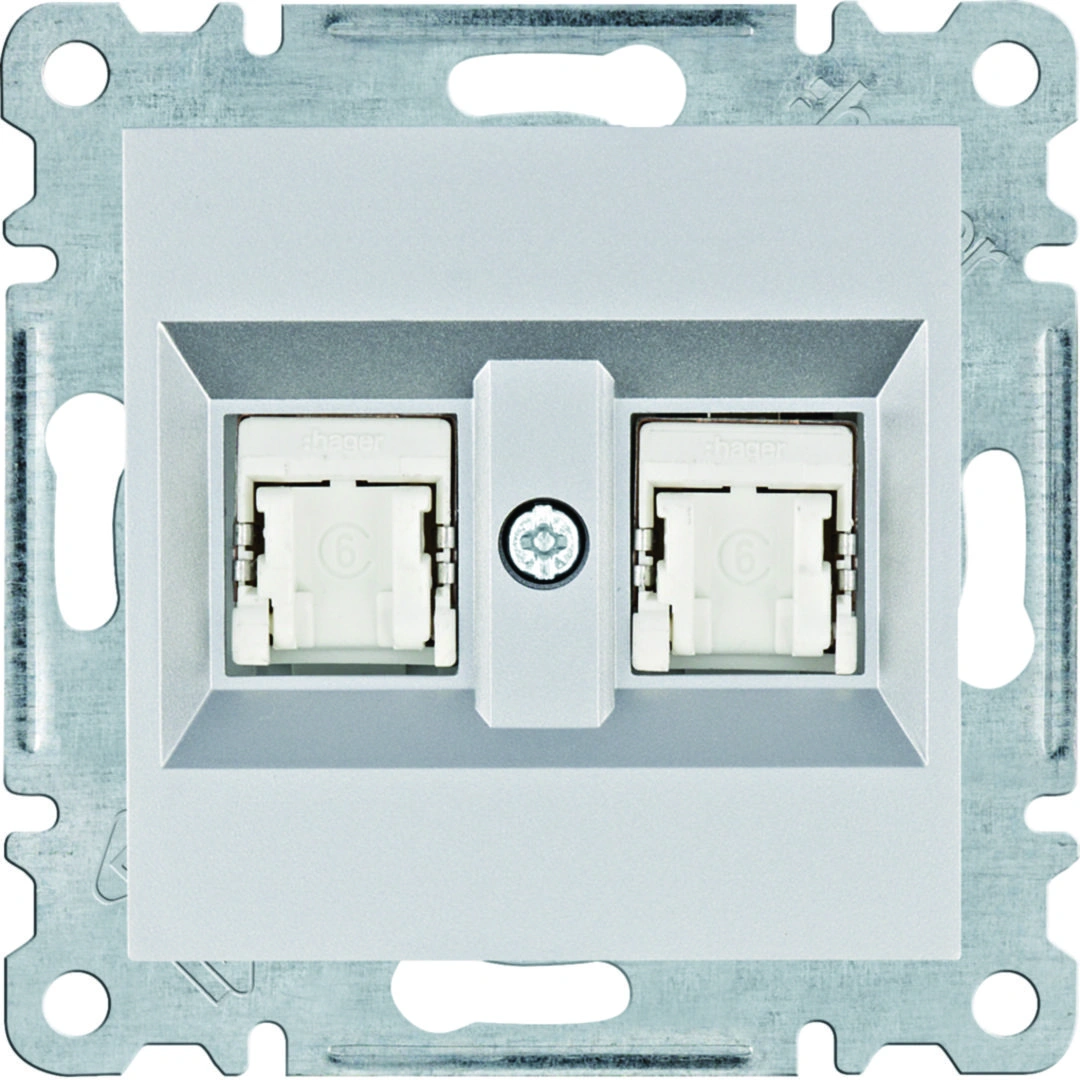 lumina gniazdo komputerowe podwójne RJ45 kat.6 FTP, srebrny [12]