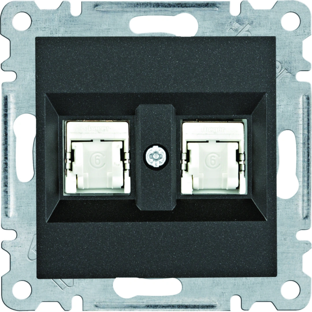 lumina gniazdo komputerowe podwójne RJ45 kat.6 FTP, czarny [12]