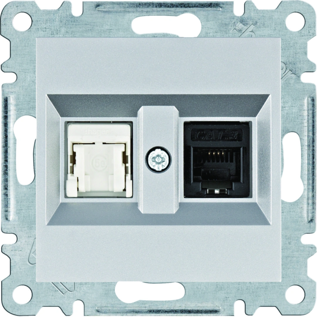 lumina gniazdo RJ11/12 + RJ45, srebrny [12]