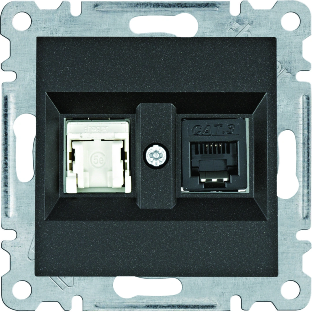 lumina gniazdo RJ11/12 + RJ45, czarny [12]