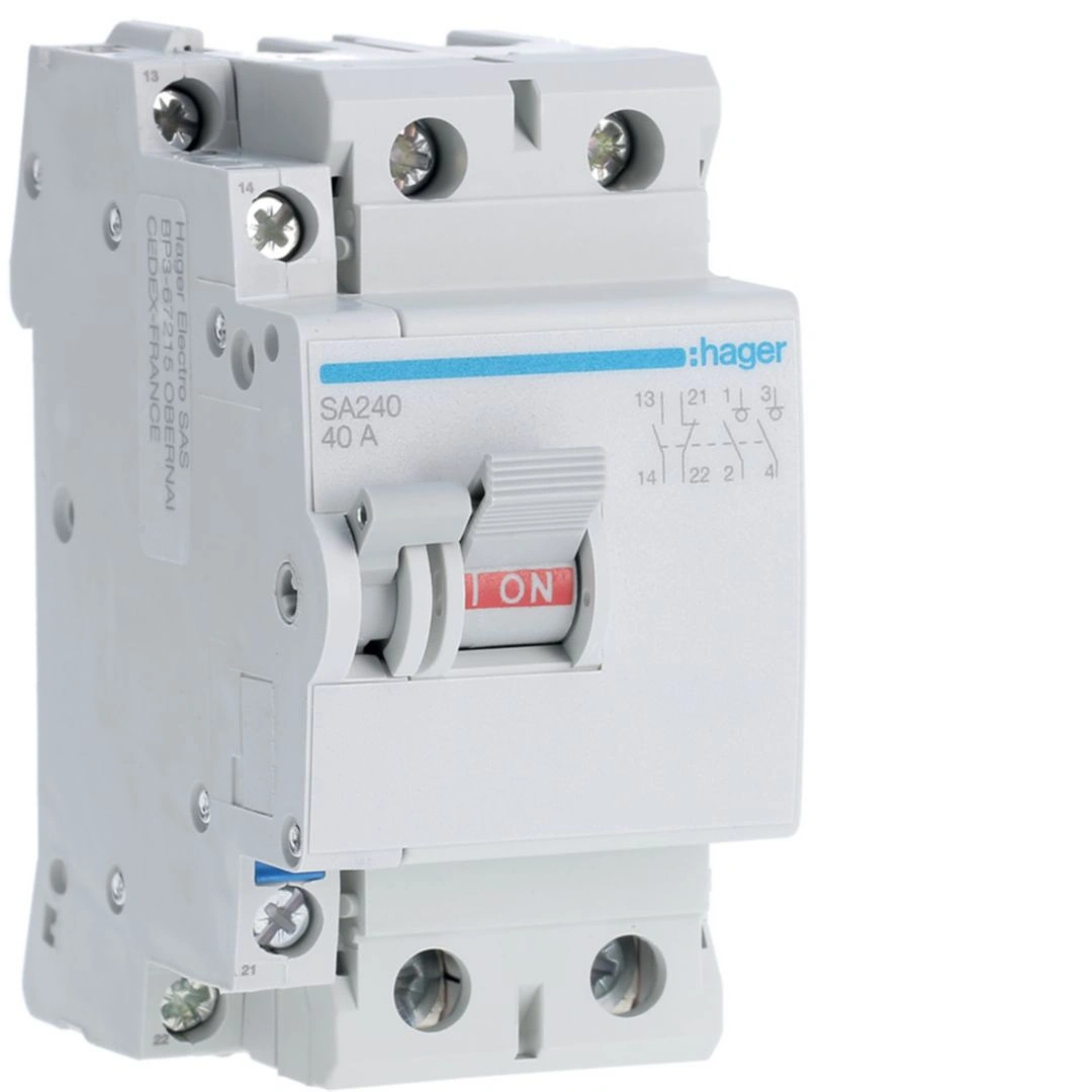 Modułowy rozłącznik izolacyjny z możliwością wyzwalania 2P 40A 230VAC, styk pom.