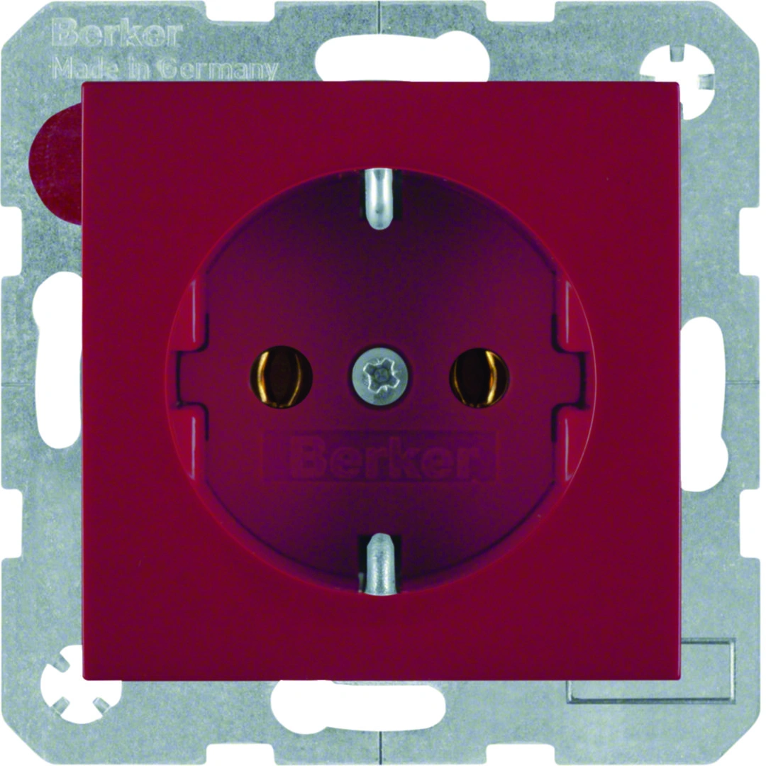 B.X/S.1 gniazdo z uziemieniem typu SCHUKO, zaciski śrubowe, czerwony [10]