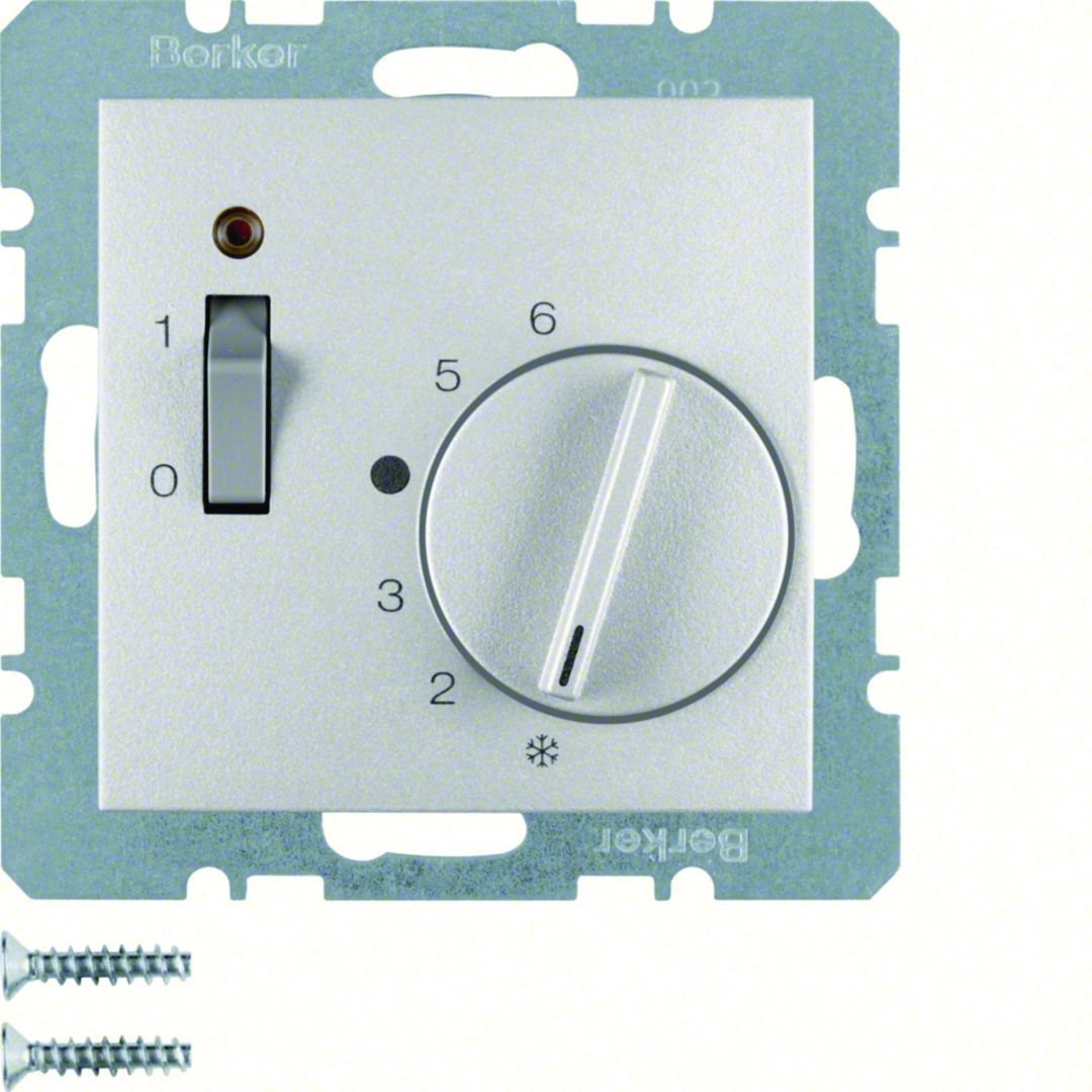 B.X Regulator temperatury pomieszczenia z zestykiem zmiennym, elementem centralnym, łącznikiem i diodą, aluminium [1]