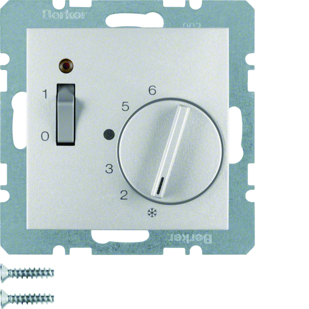 B.X Regulator temperatury 24V pomieszczenia z zestykiem zmiennym, elementem centralnym, łącznikiem i diodą, aluminium [1]