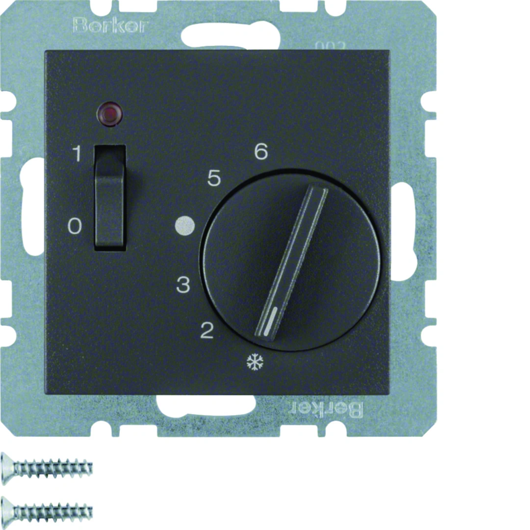 B.X Regulator temperatury 24V pomieszczenia z zestykiem zmiennym, elementem centralnym, łącznikiem i diodą, antracyt [1]