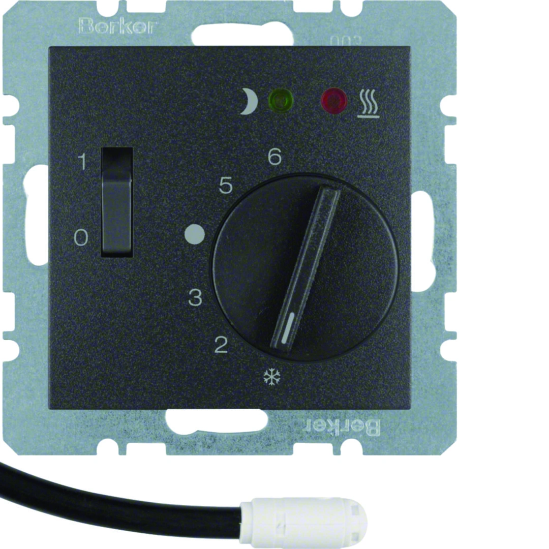 B.X Regulator temperatury 24V podłogowej z zestykiem zmiennym, elementem centralnym, łącznikiem i diodą, antracyt [1]