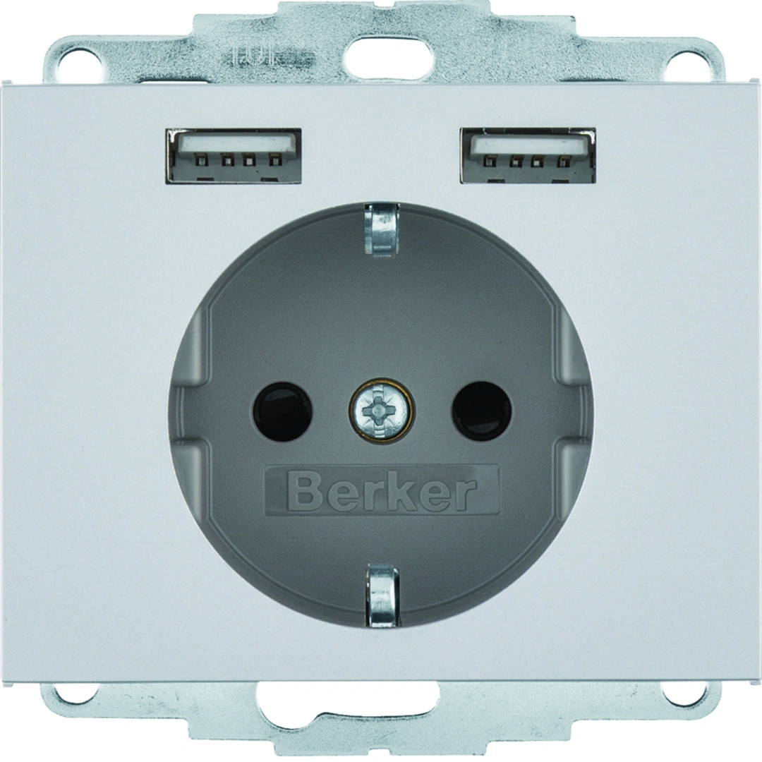 K.5 gniazdo z uziemieniem typu SCHUKO z gniazdem ładowania USB 2.4A, aluminium [10]
