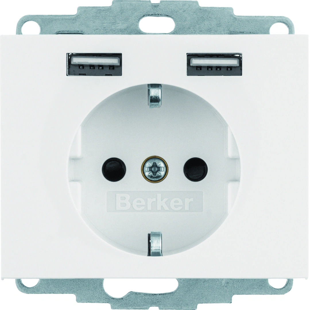 K.1 gniazdo z uziemieniem typu SCHUKO z gniazdem ładowania USB 2.4A, biały [10]