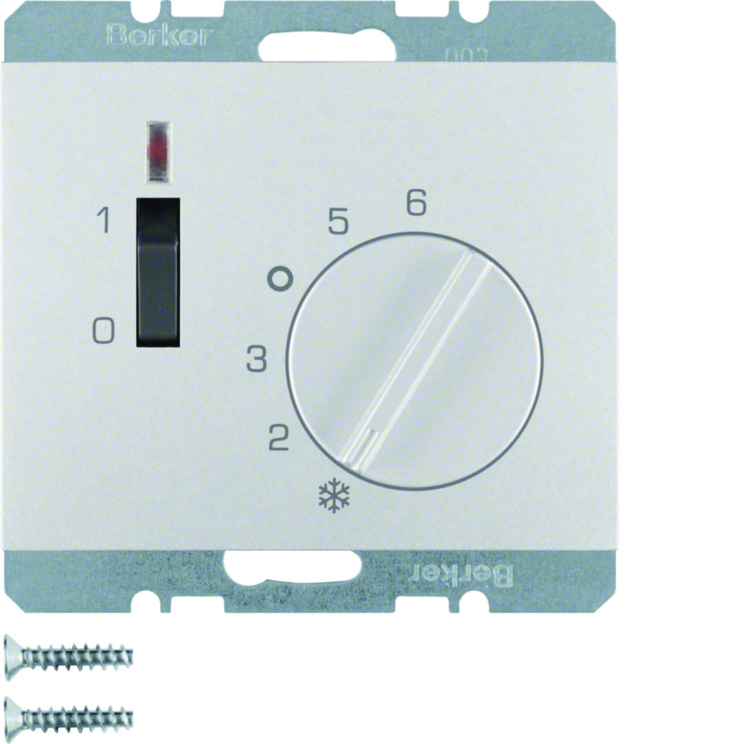 K.5 Regulator temperatury pomieszczenia 24V z zestykiem zmiennym i elementem centralnym, łącznikiem i diodą, aluminium [1]