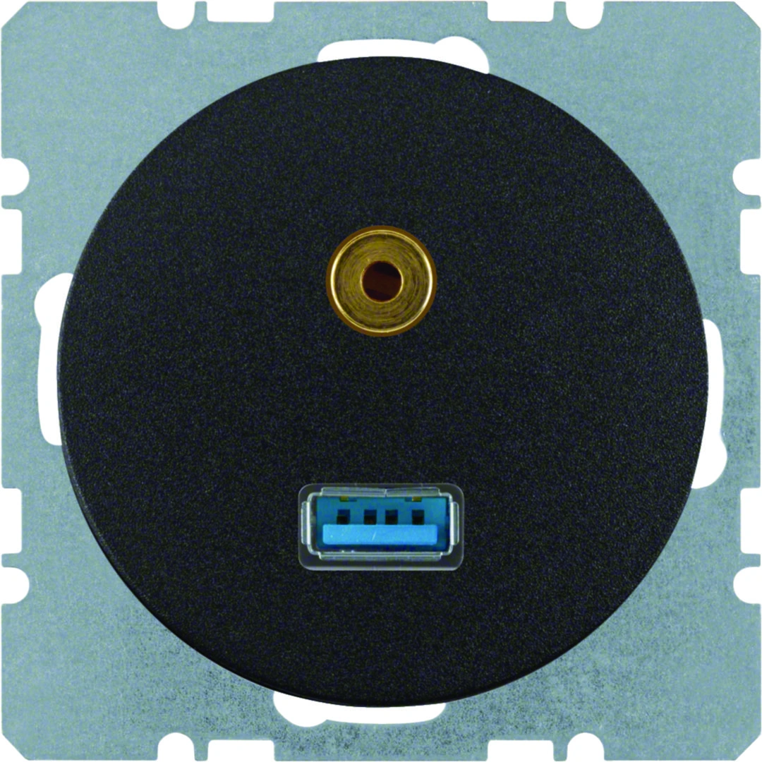 R.1/R.3 gniazdo USB/3,5mm audio, czarny [10]