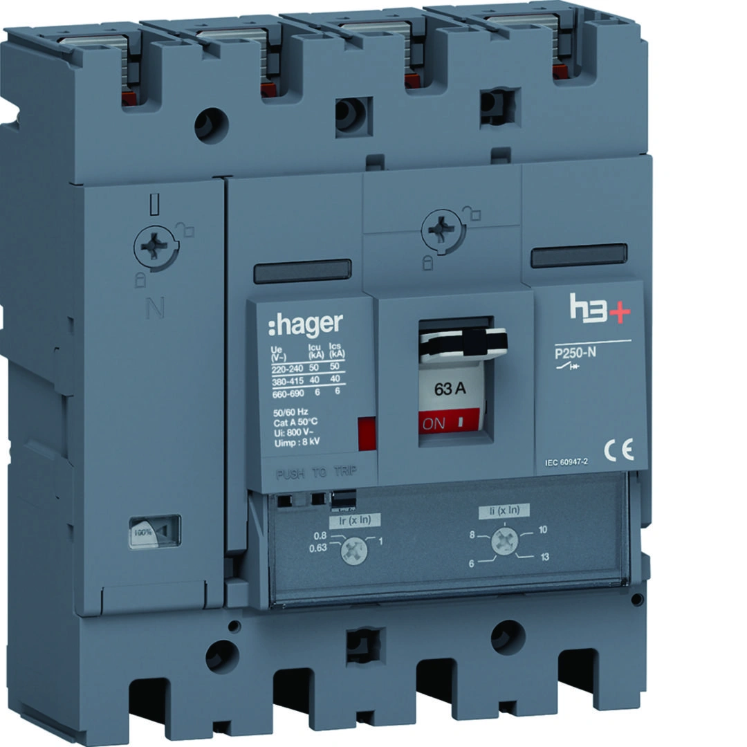 MCCB Wyłącznik mocy h3+ P250 4P 63A 40kA TM