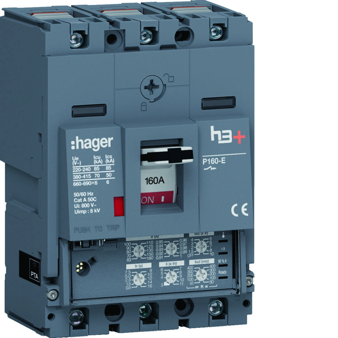 MCCB Wyłącznik mocy h3+ P160 3P 160A 70kA LSI