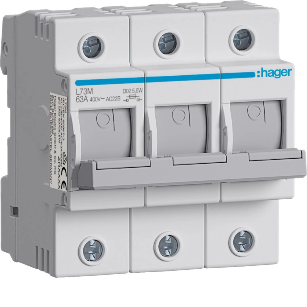 Modułowy rozłącznik bezpiecznikowy poziomy D02 3P 63A 400VAC [4]