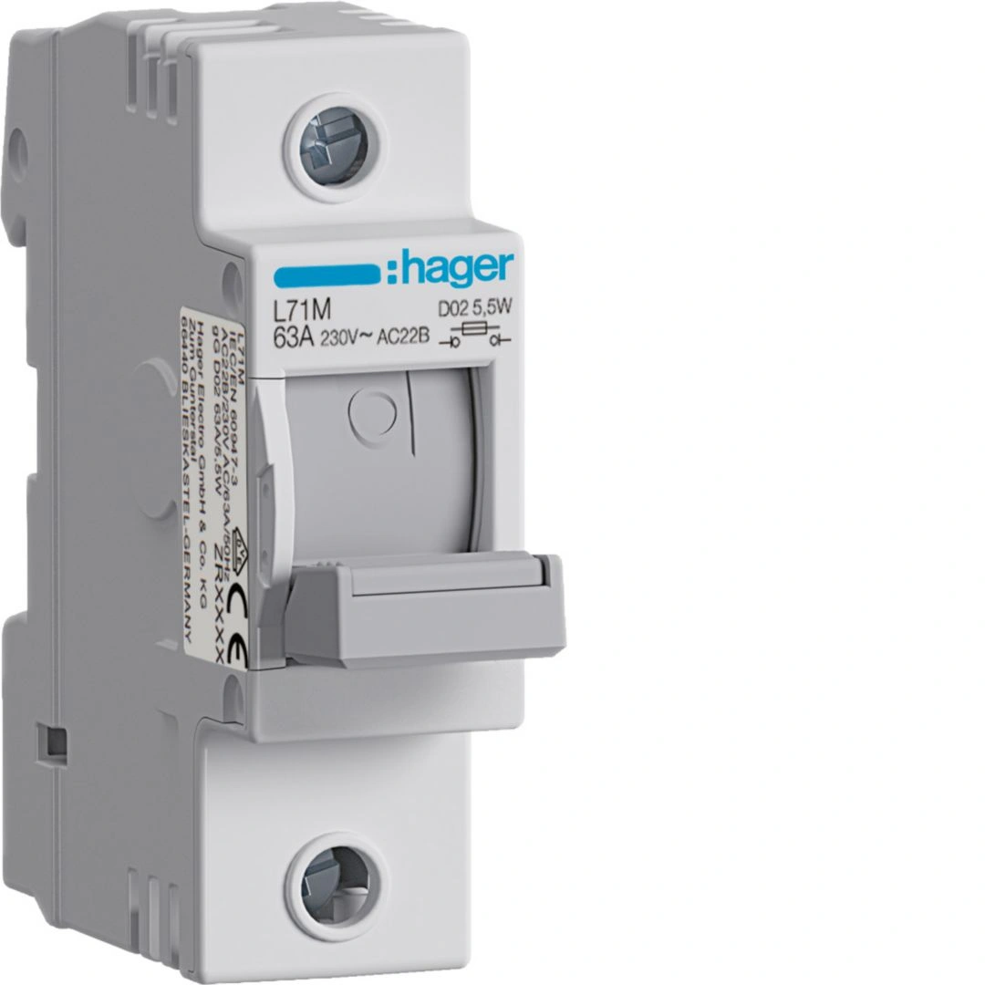 Modułowy rozłącznik bezpiecznikowy poziomy D02 1P 63A 400VAC [12]