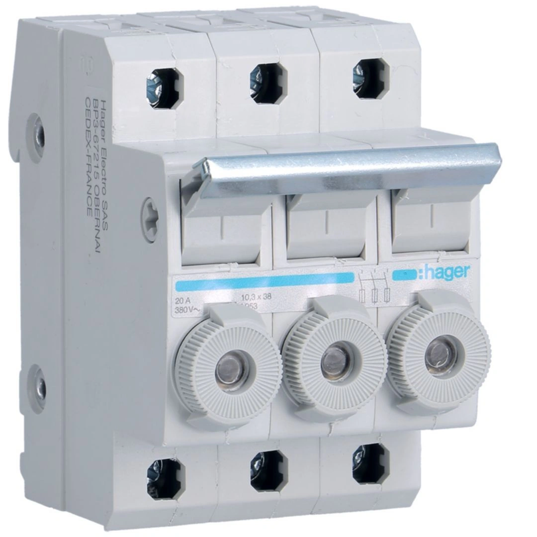 Modułowy rozłącznik bezpiecznikowy 3P do wkładek bezpiecznikowych cylindrycznych L38 10x38mm 20A 400VAC [4]